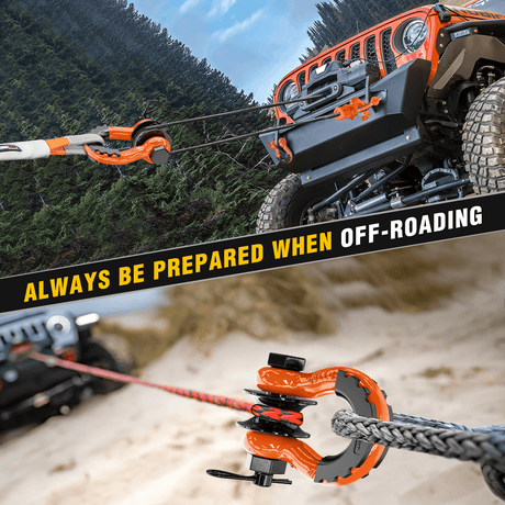 Shackle 3/4 inch D-Ring Shackle with Towing Pulley Orange (Pair)