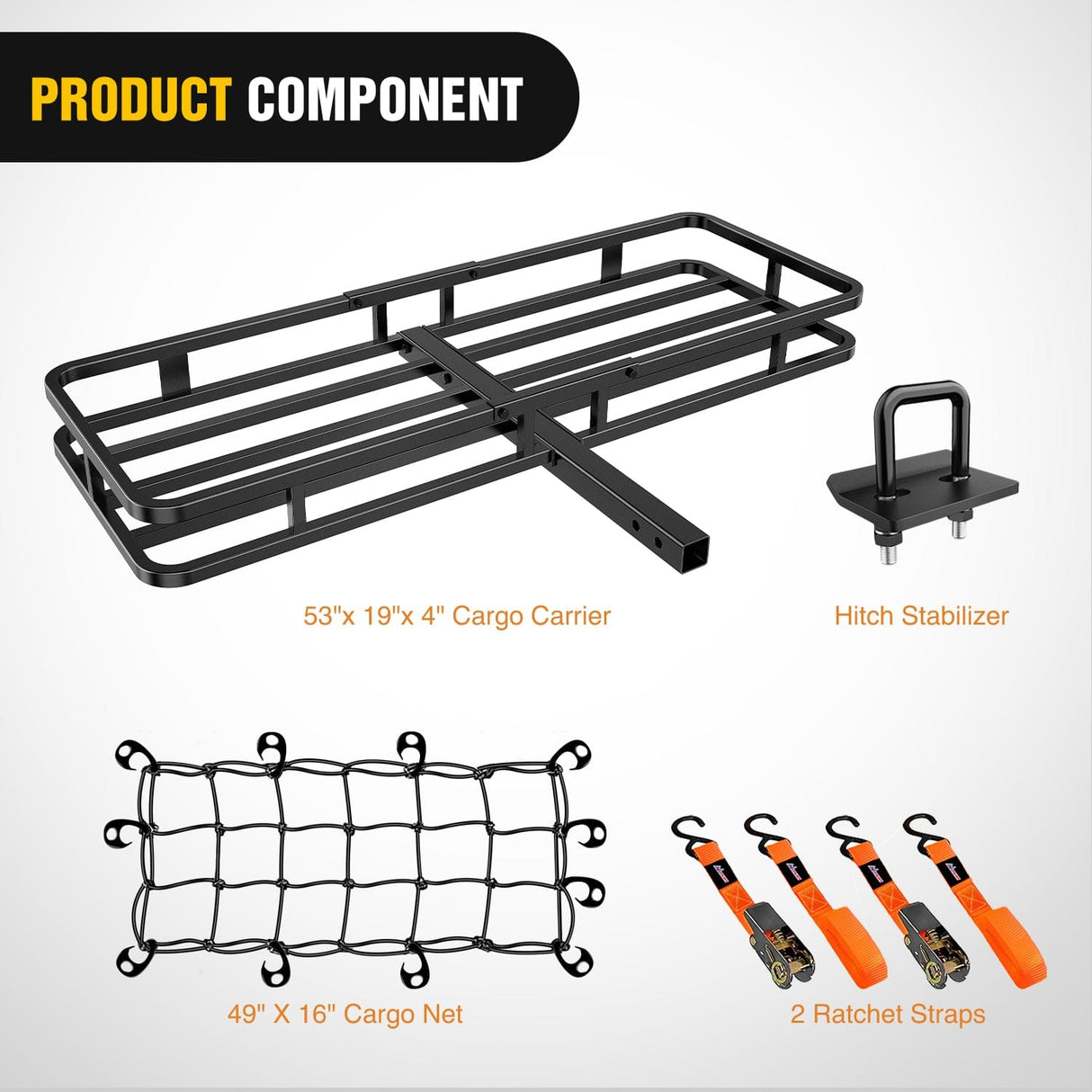 Cargo Carrier 53Inch Hitch Cargo Carrier Fits 2-inch Hitch Receiver
