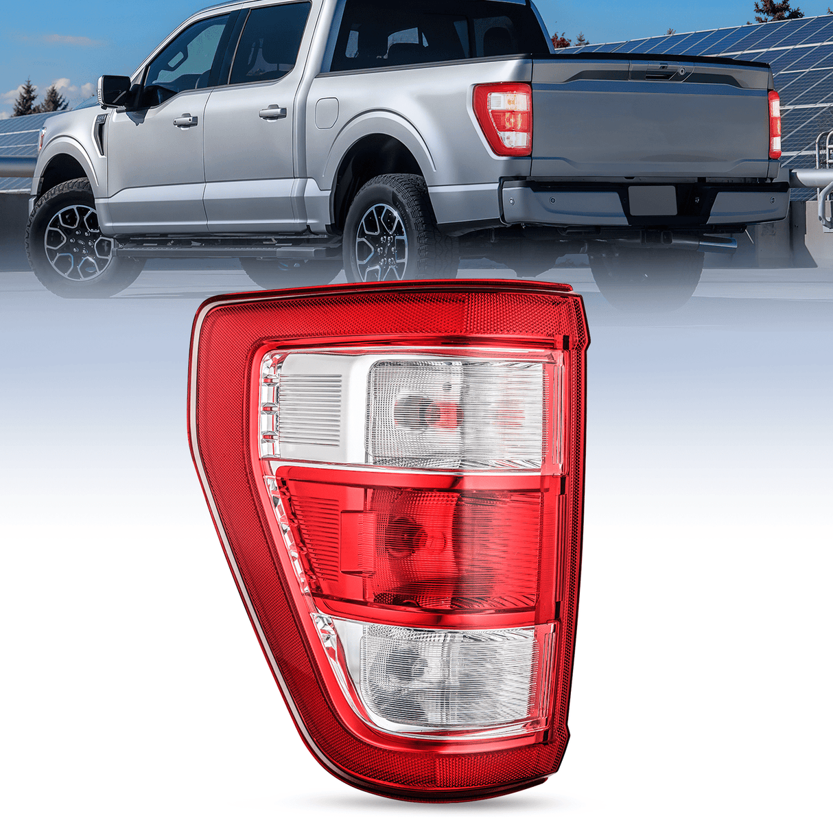 Taillight Assembly Taillight Assembly Compatible with 2021 2022 2023 Ford F150 XL Non Blind Spot Tail Light Model Rear Lamp Replacement OE Style halogen bulbs Driver Side
