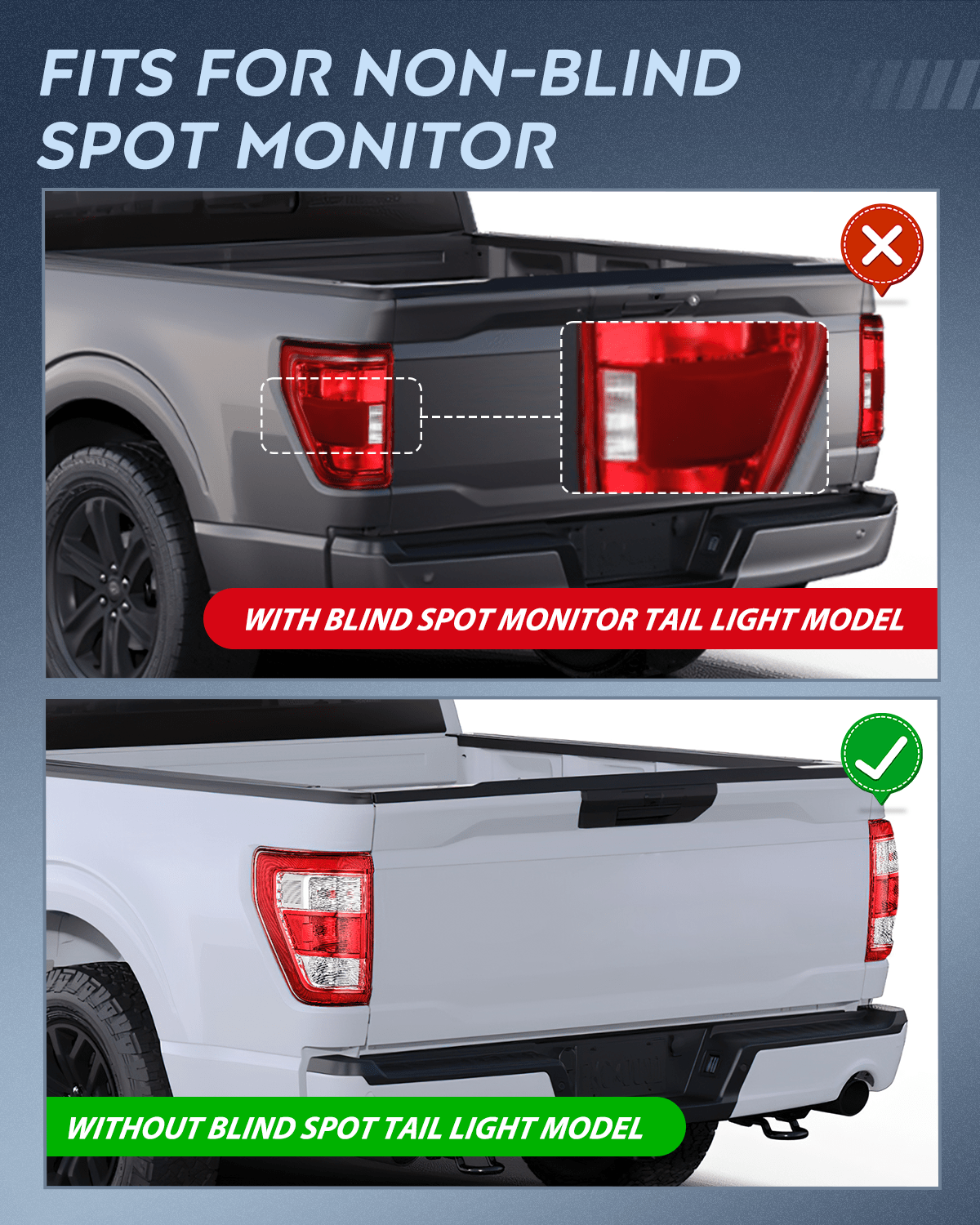 Taillight Assembly Taillight Assembly Compatible with 2021 2022 2023 Ford F150 XL Non Blind Spot Tail Light Model Rear Lamp Replacement OE Style halogen bulbs Driver Side