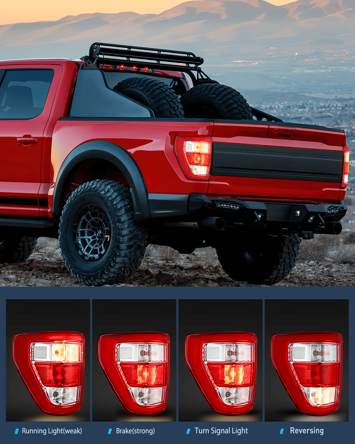 Taillight Assembly Taillight Assembly Compatible with 2021 2022 2023 Ford F150 XL Non Blind Spot Tail Light Model Rear Lamp Replacement OE Style halogen bulbs Driver Side