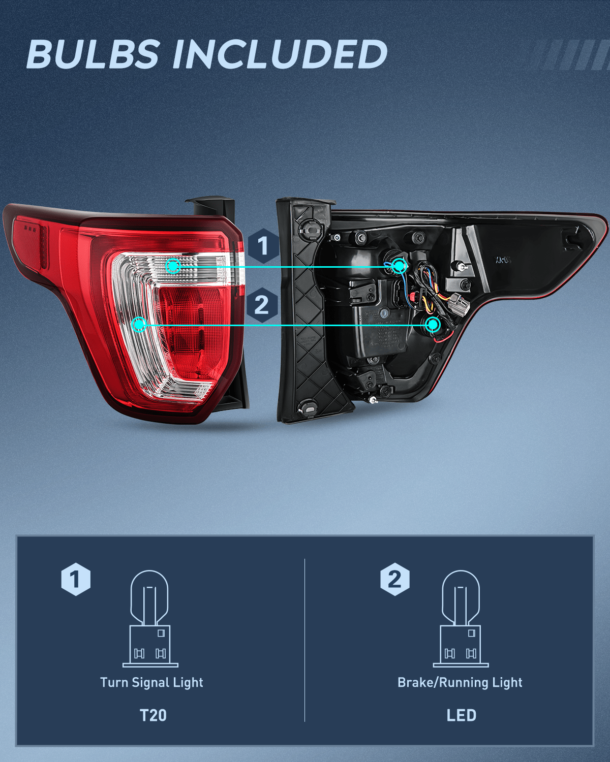 Taillight Assembly Taillight Assembly Compatible with 2016 2017 2018 2019 Ford Explorer Rear Lamp Replacement OE Style LED and halogen bulbs Driver Side Passenger