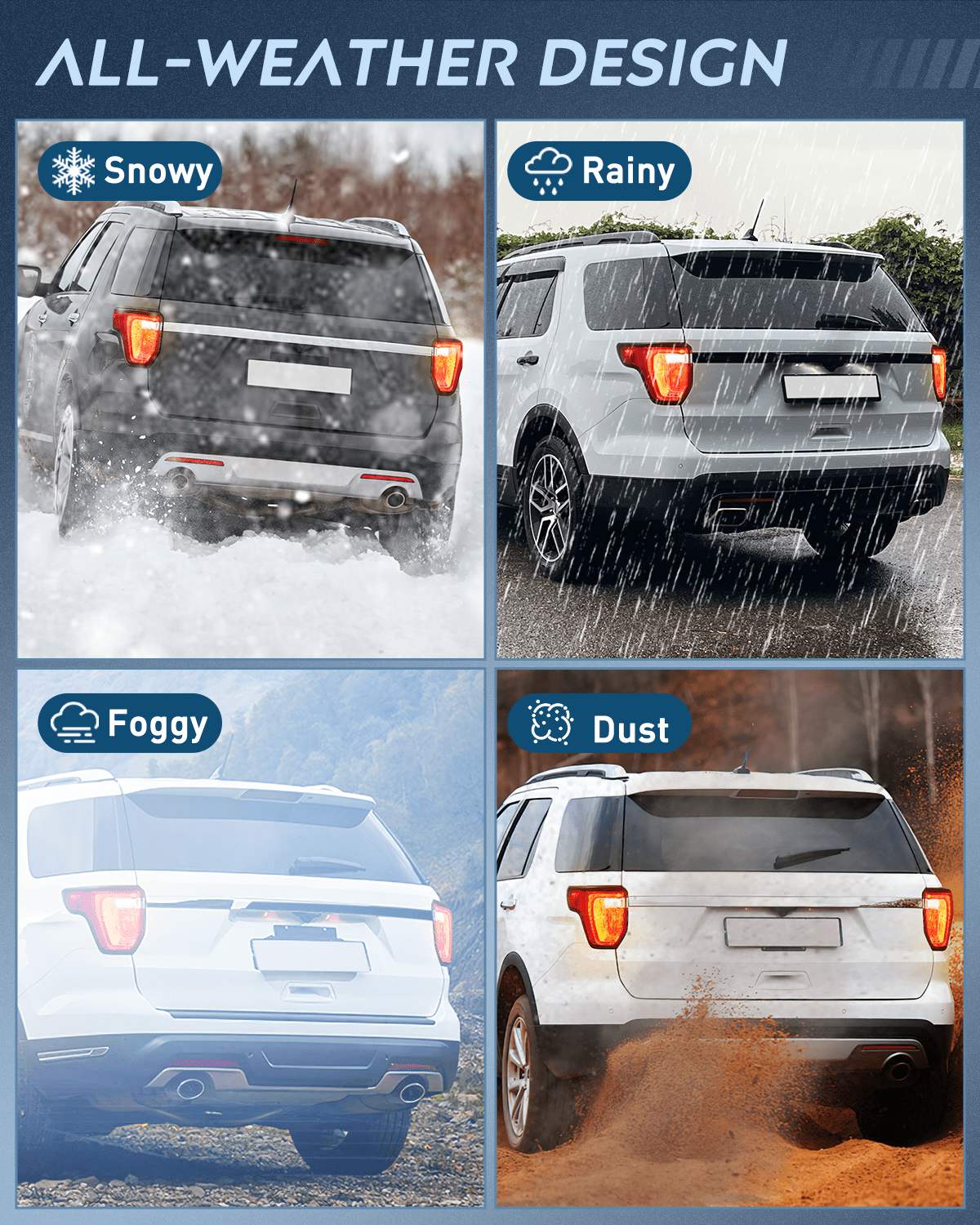 Taillight Assembly Taillight Assembly Compatible with 2016 2017 2018 2019 Ford Explorer Rear Lamp Replacement OE Style LED and halogen bulbs Driver Side Passenger