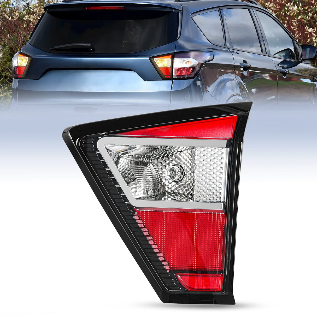 Taillight Assembly Taillight Assembly Compatible with 2017 2018 2019 Ford Escape Kuga Inner Rear Lamp Replacement OE Style with LED and halogen bulbs Passenger Side