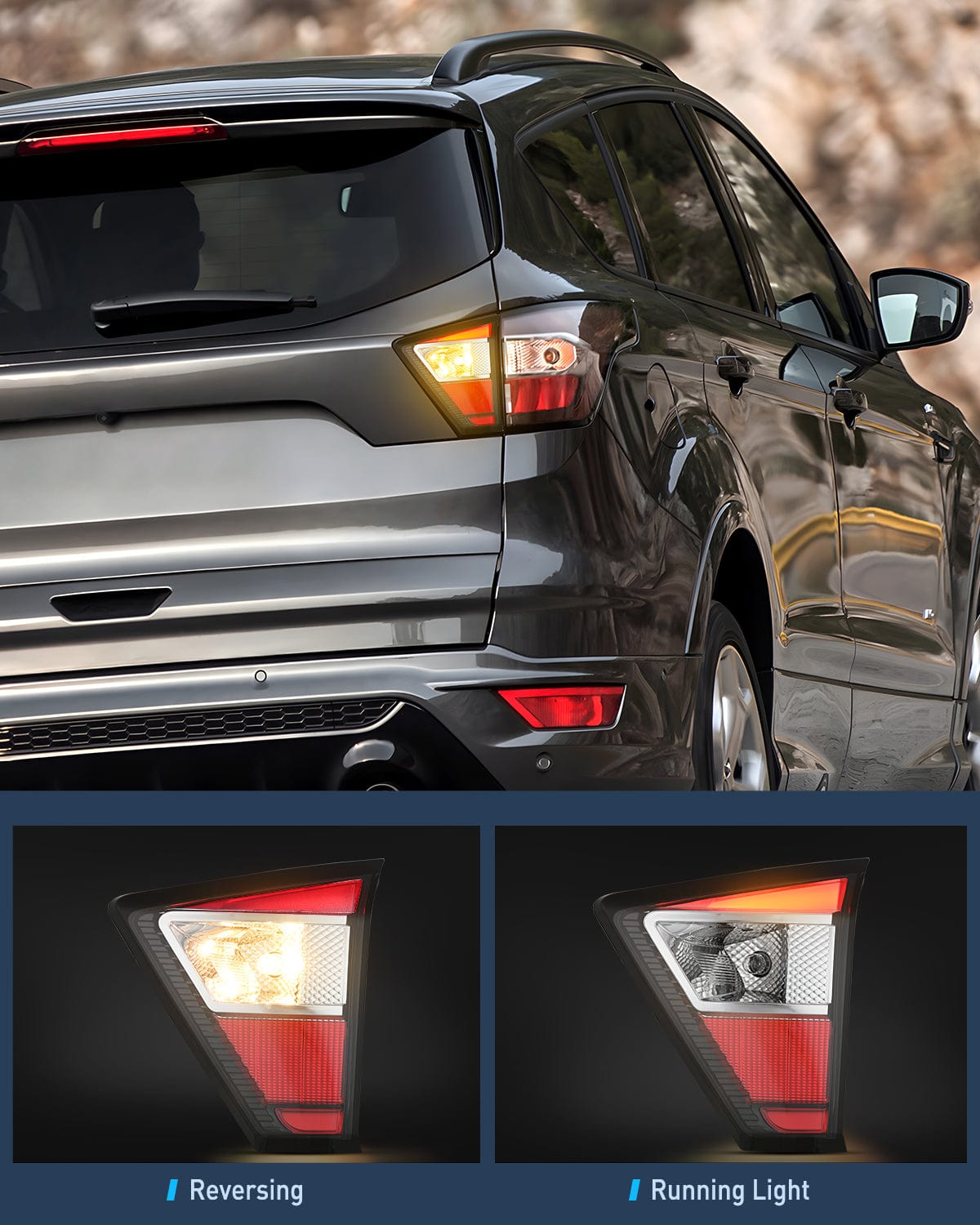 Taillight Assembly Taillight Assembly Compatible with 2017 2018 2019 Ford Escape Kuga Inner Rear Lamp Replacement OE Style with LED and halogen bulbs Passenger Side