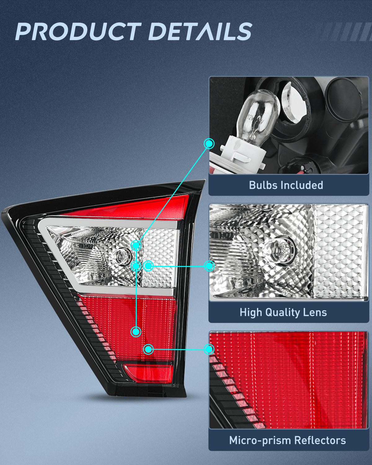 Taillight Assembly Taillight Assembly Compatible with 2017 2018 2019 Ford Escape Kuga Inner Rear Lamp Replacement OE Style with LED and halogen bulbs Passenger Side