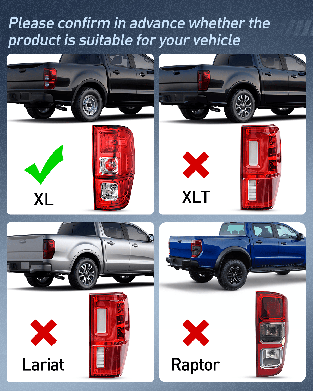 Taillight Assembly 2019 2020 2021 2022 2023 Ford Ranger XL Rear Lamp Replacement Taillight Assembly OE Style with LED and halogen bulbs Passenger Side