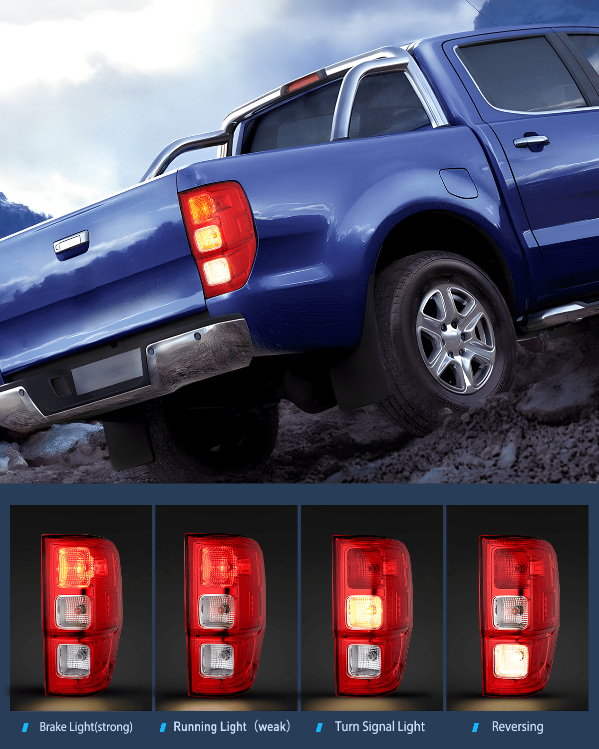 Taillight Assembly 2019 2020 2021 2022 2023 Ford Ranger XL Rear Lamp Replacement Taillight Assembly OE Style with LED and halogen bulbs Passenger Side