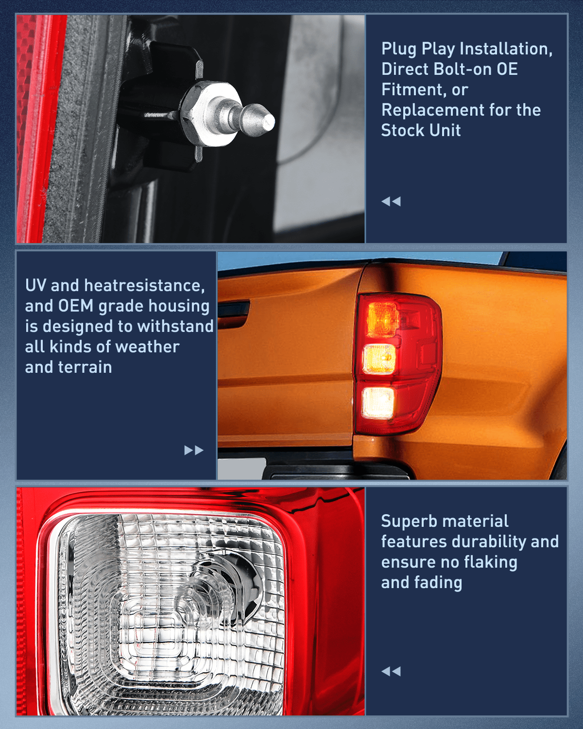 Taillight Assembly 2019 2020 2021 2022 2023 Ford Ranger XL Rear Lamp Replacement Taillight Assembly OE Style with LED and halogen bulbs Passenger Side