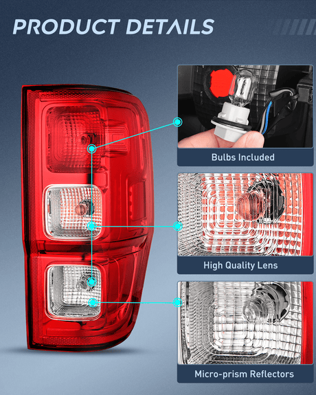 Taillight Assembly 2019 2020 2021 2022 2023 Ford Ranger XL Rear Lamp Replacement Taillight Assembly OE Style with LED and halogen bulbs Passenger Side