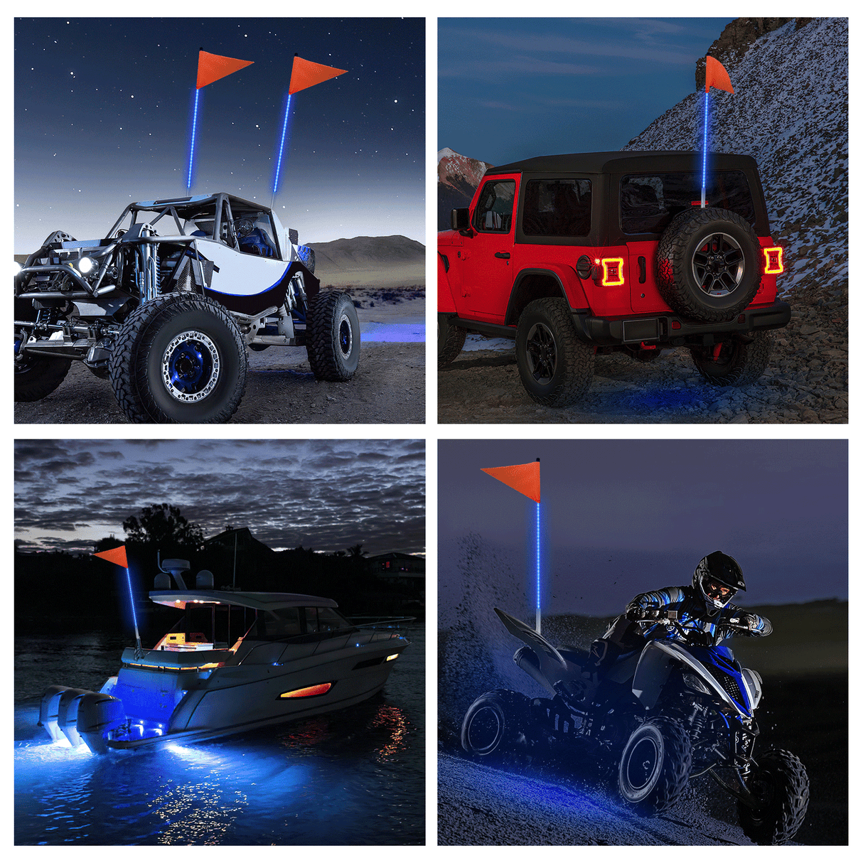 LED Whip Light 3FT LED Blue Whip Light with Aluminum Base Blue Color