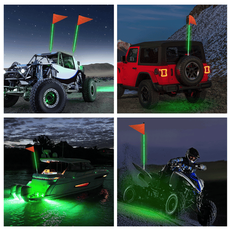 LED Whip Light 3FT LED Whip Light with Aluminum Base Green Color