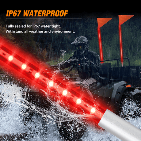 LED Whip Light 4FT LED Whip Light with Aluminum Base Red Color