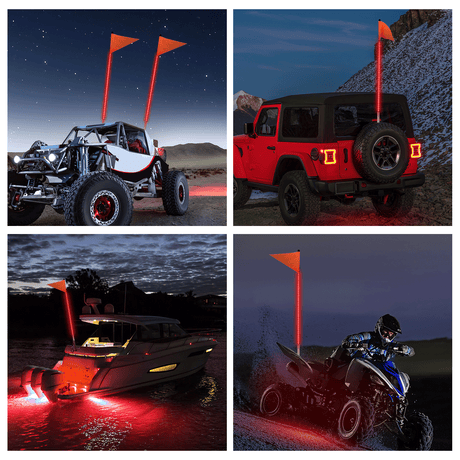 LED Whip Light 4FT LED Whip Light with Aluminum Base Red Color