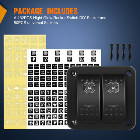 Rocker Switch 2Gang Aluminum 5Pin ON/Off Rocker Switch Panel Purple