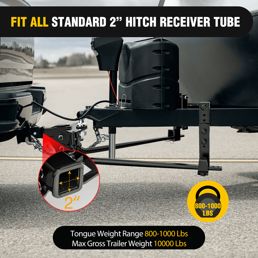 Trailer Hitch 800 lbs Round Bar Weight Distributing Hitches Kit with Sway Control