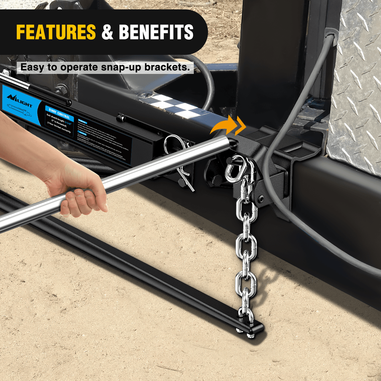 Trailer Hitch 1200 lbs Round Bar Weight Distributing Hitches Kit with Sway Control