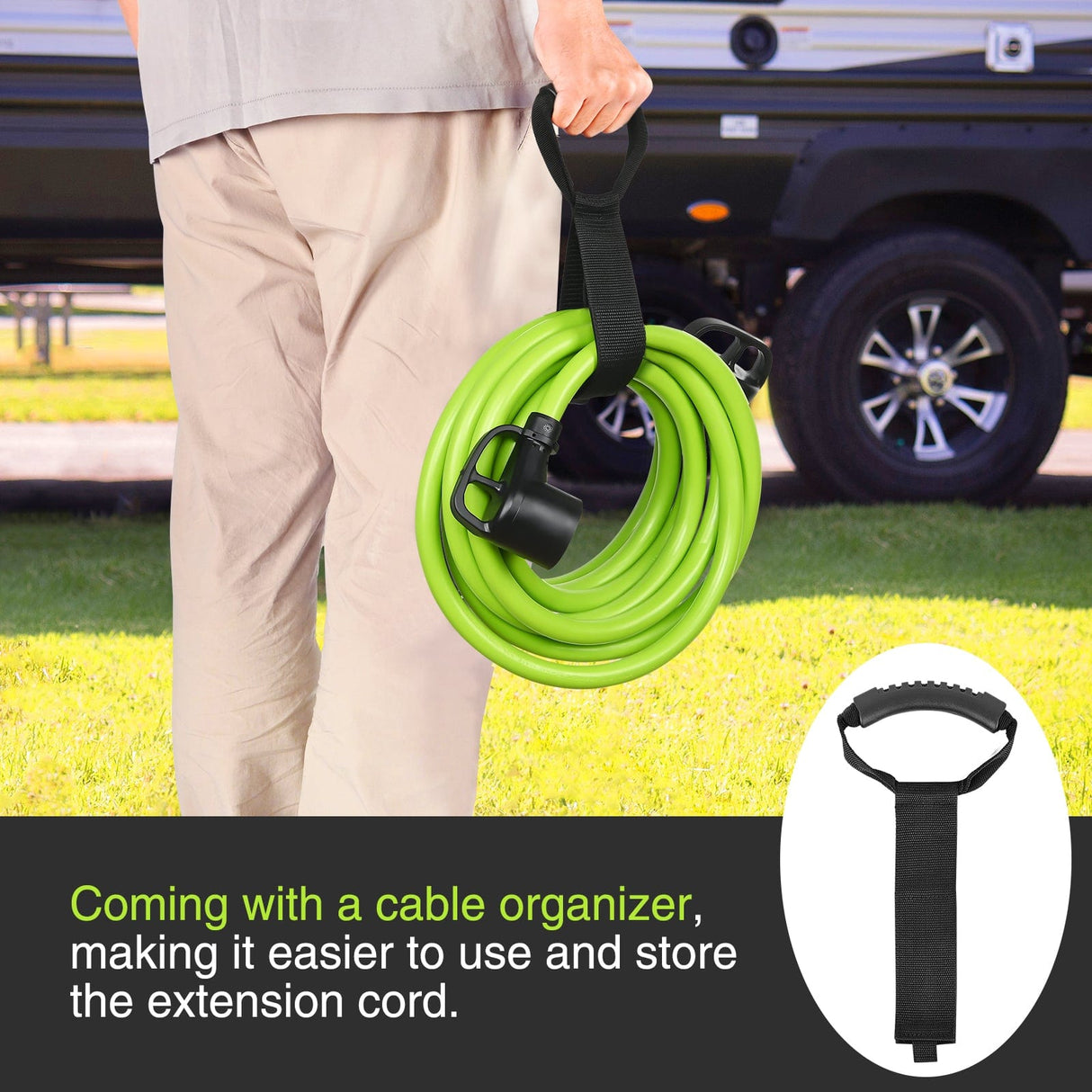 RV Parts 25FT 30 Amp RV Extension Cord 125V Heavy Duty 10/3 Gauge Pure Copper STW Wire UL ETL Listed 3 Prong TT-30P TT-30R Weatherproof Suit for Camper Caravan Trailer Bright Green