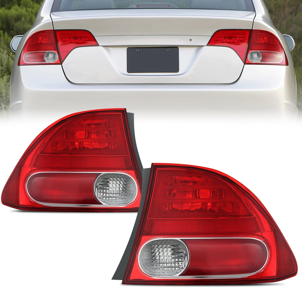 Taillight Assembly Taillight Assembly Compatible with 2006 2007 2008 Honda Civic Sedan Hybrid DX EX GX LX 4 Door Rear Lamp Replacement OE Style Driver and Passenger Side