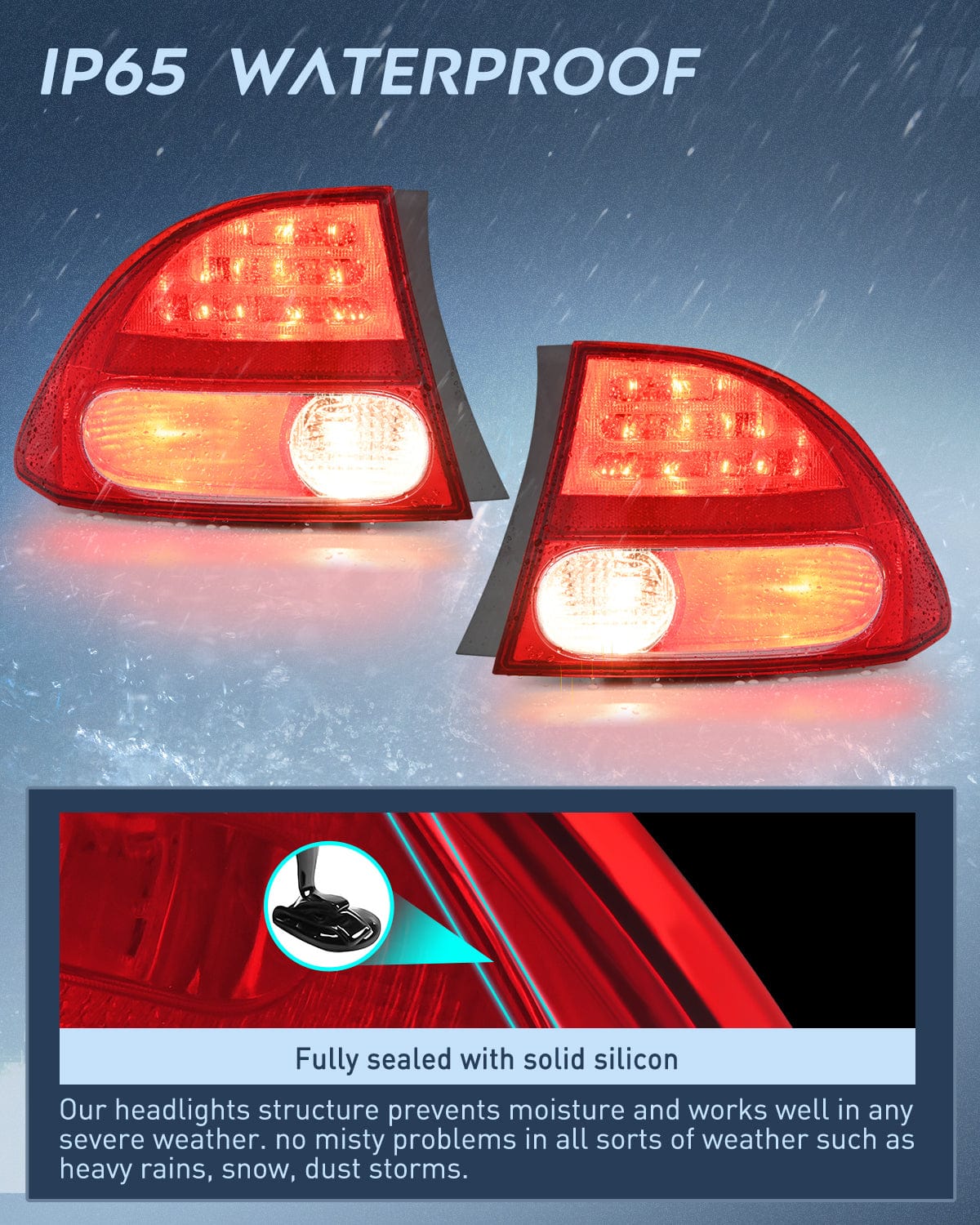 Taillight Assembly Taillight Assembly Compatible with 2006 2007 2008 Honda Civic Sedan Hybrid DX EX GX LX 4 Door Rear Lamp Replacement OE Style Driver and Passenger Side