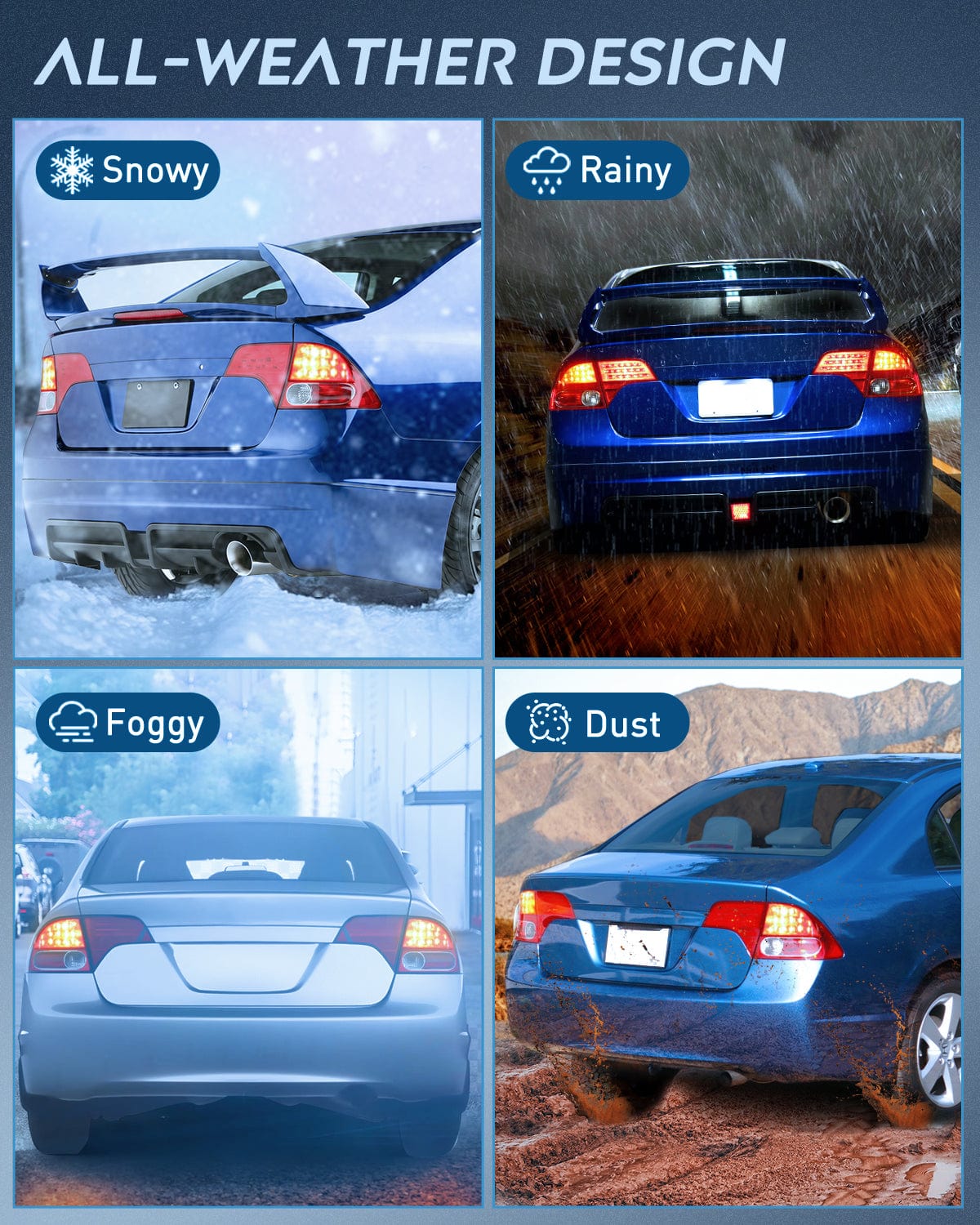 Taillight Assembly Taillight Assembly Compatible with 2006 2007 2008 Honda Civic Sedan Hybrid DX EX GX LX 4 Door Rear Lamp Replacement OE Style Driver and Passenger Side