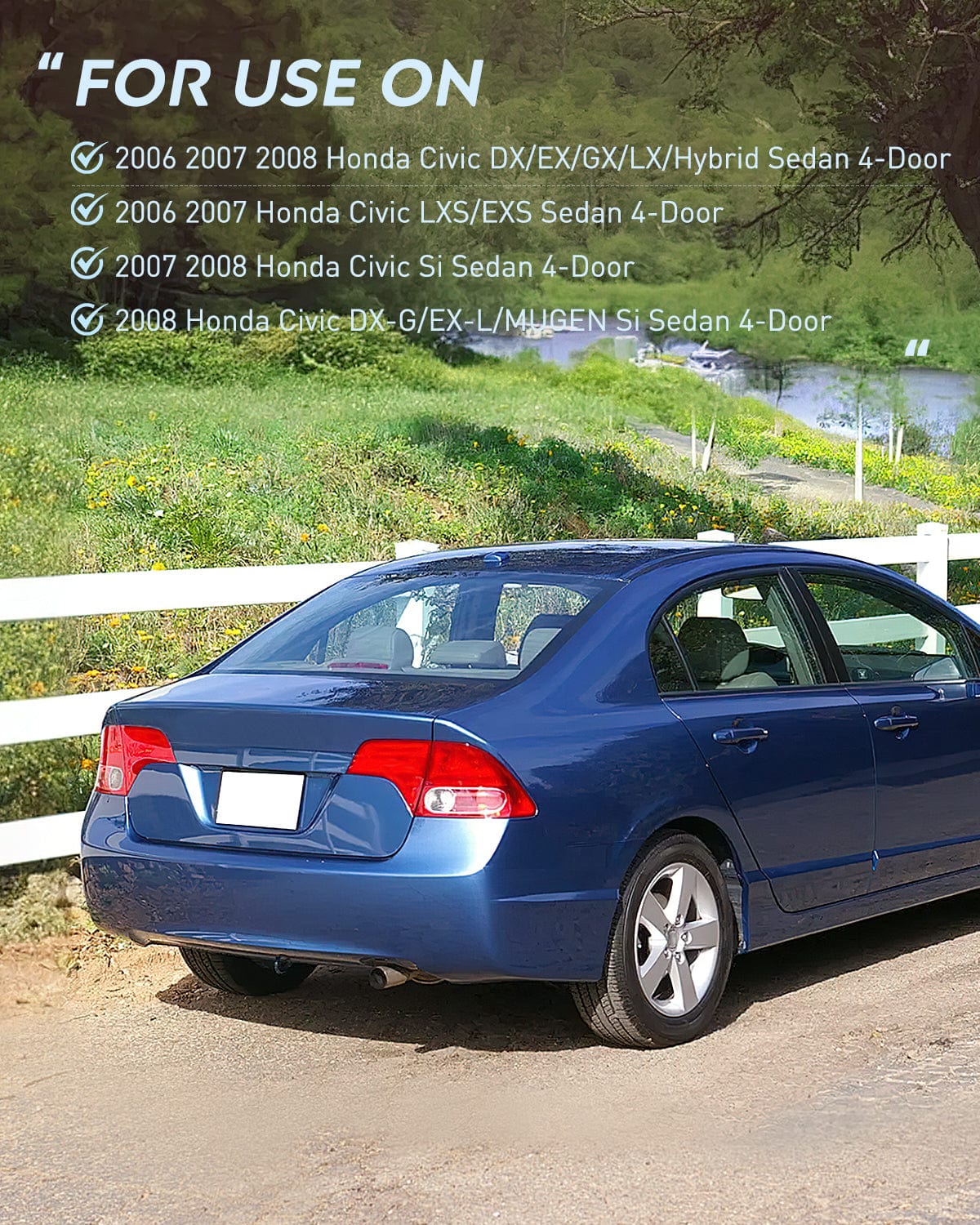 Taillight Assembly Taillight Assembly Compatible with 2006 2007 2008 Honda Civic Sedan Hybrid DX EX GX LX 4 Door Rear Lamp Replacement OE Style Driver and Passenger Side