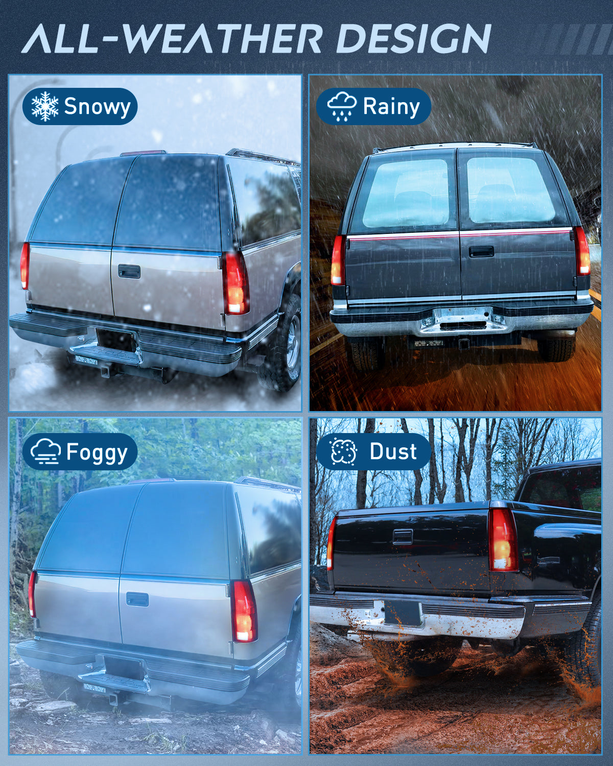 Nilight Tail light + 3rd Third Brake Light Assembly Compatible with 1988 1989 1990 1991 1992 1993 1994 1995 1996 1997 1998 1999 Chevy GMC C/K Silverado 1992 1993 Blazer Dark Red Rear Cargo Lamp