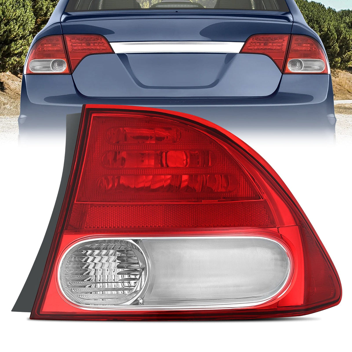 Taillight Assembly Taillight Assembly Compatible with 2009 2010 2011 Honda Civic Sedan Hybrid 4 Door Rear Lamp Replacement OE Style Passenger Side