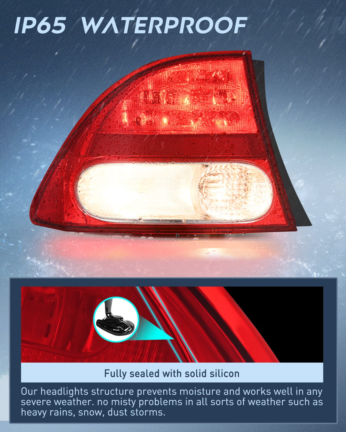 Taillight Assembly Taillight Assembly Compatible with 2006 2007 2008 Honda Civic Sedan Hybrid DX EX GX LX 4 Door Rear Lamp Replacement OE Style Driver Side