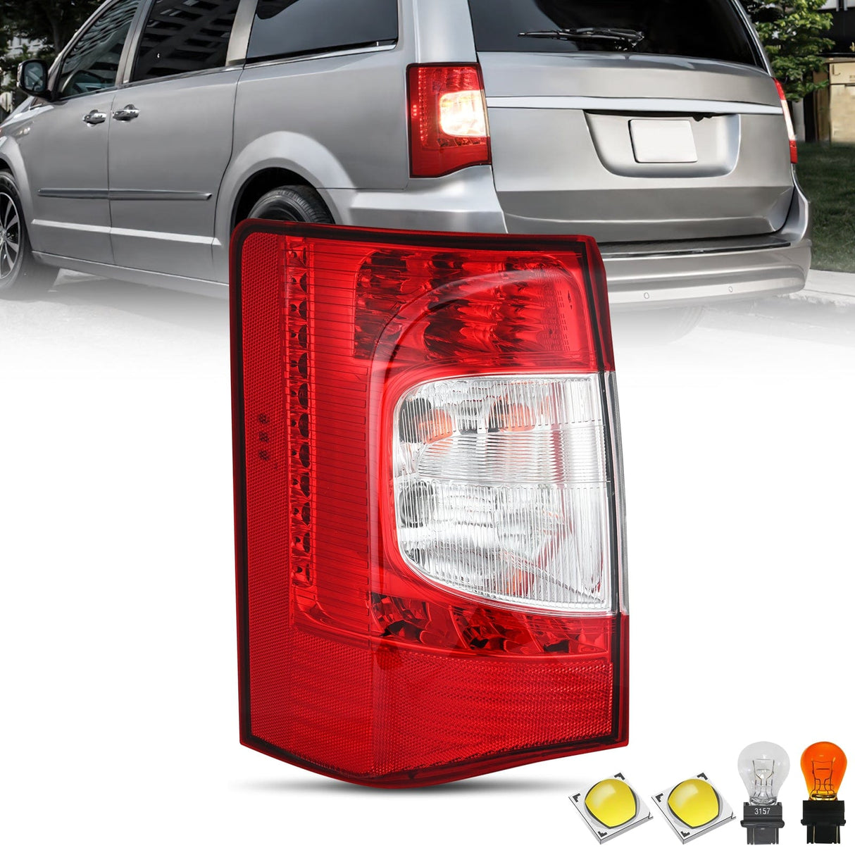 Taillight Assembly Taillight Assembly Compatible with 2011 2012 2013 2014 2015 2016 Chrysler Town & Country with LED Type Taillights Only Rear Lamp OE Style Driver Side