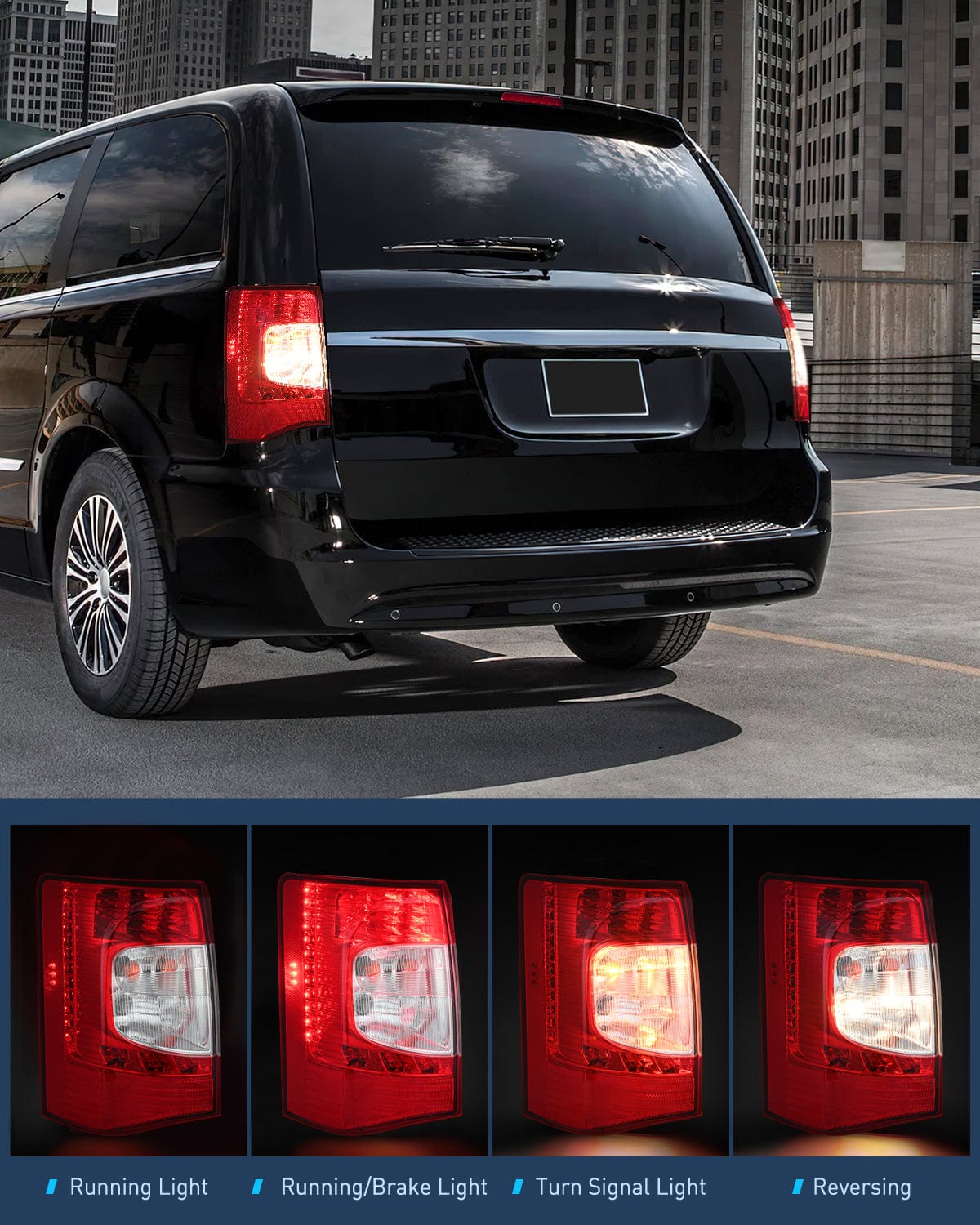 Taillight Assembly Taillight Assembly Compatible with 2011 2012 2013 2014 2015 2016 Chrysler Town & Country with LED Type Taillights Only Rear Lamp OE Style Driver Side
