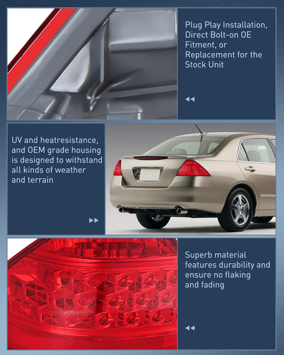 Taillight Assembly Taillight Assembly Compatible with 2006 2007 Honda Accord 4 Door Sedan Excluding Hybrid Rear Lamp Replacement OE Style Driver Side