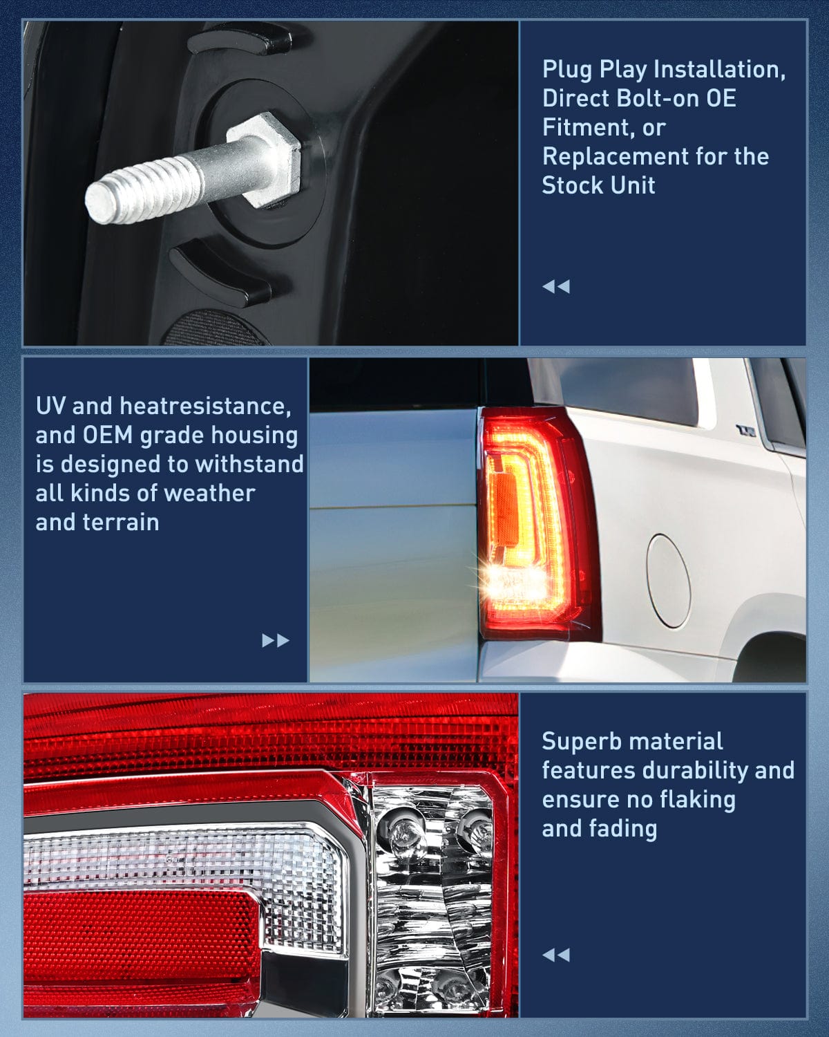 Taillight Assembly Taillight Assembly Compatible with 2015 2016 2017 2018 2019 2020 GMC Yukon and Yukon XL 2015-2018 submodel Denali SLE SLT LED Type Tail Lights Rear Lamp Replacement Passenger Side