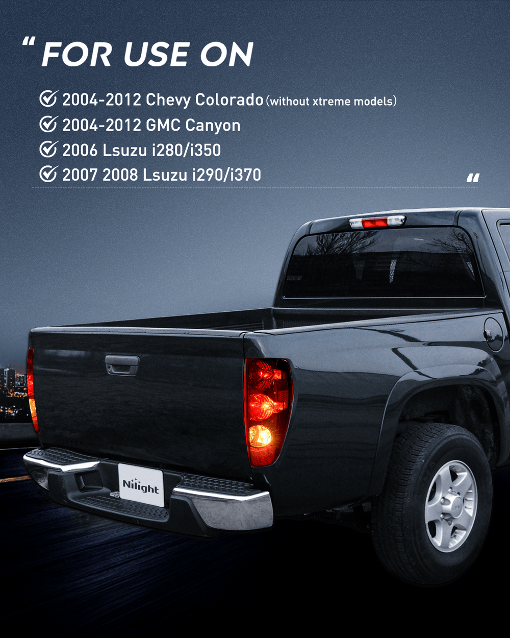 Headlight Assembly 2004 2005 2006 2007 2008 2009 2010 2011 2012 Chevy Colorado GMC Canyon Headlight and Taillight Assembly Combo OE Style Black Housing Amber Reflector with Red Tail Light