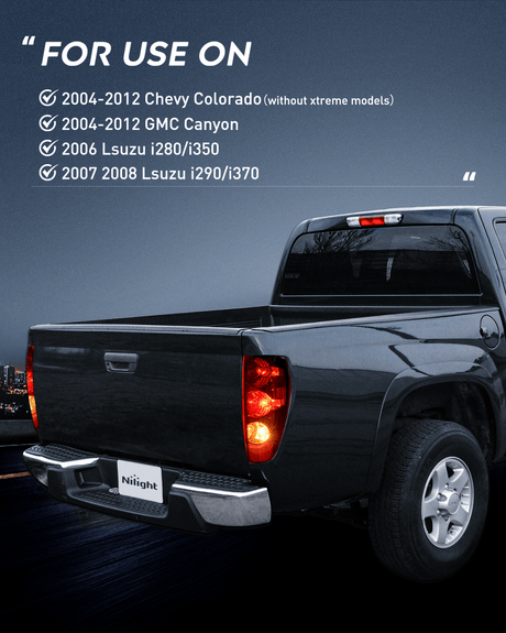 Headlight Assembly 2004 2005 2006 2007 2008 2009 2010 2011 2012 Chevy Colorado GMC Canyon Headlight and Taillight Assembly Combo OE Style Black Housing Amber Reflector with Red Tail Light