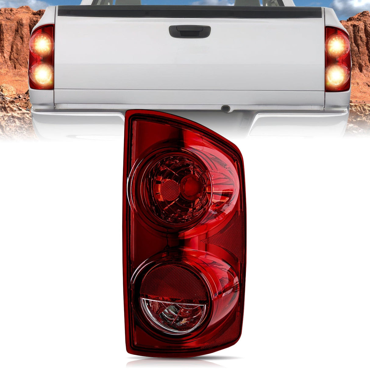 Taillight Assembly Taillight Assembly Compatible with 2007 2008 Dodge Ram 1500 2007 2008 2009 Dodge Ram 2500 3500 Rear Lamp Replacement OE Style Passenger Side Dark Red Lens