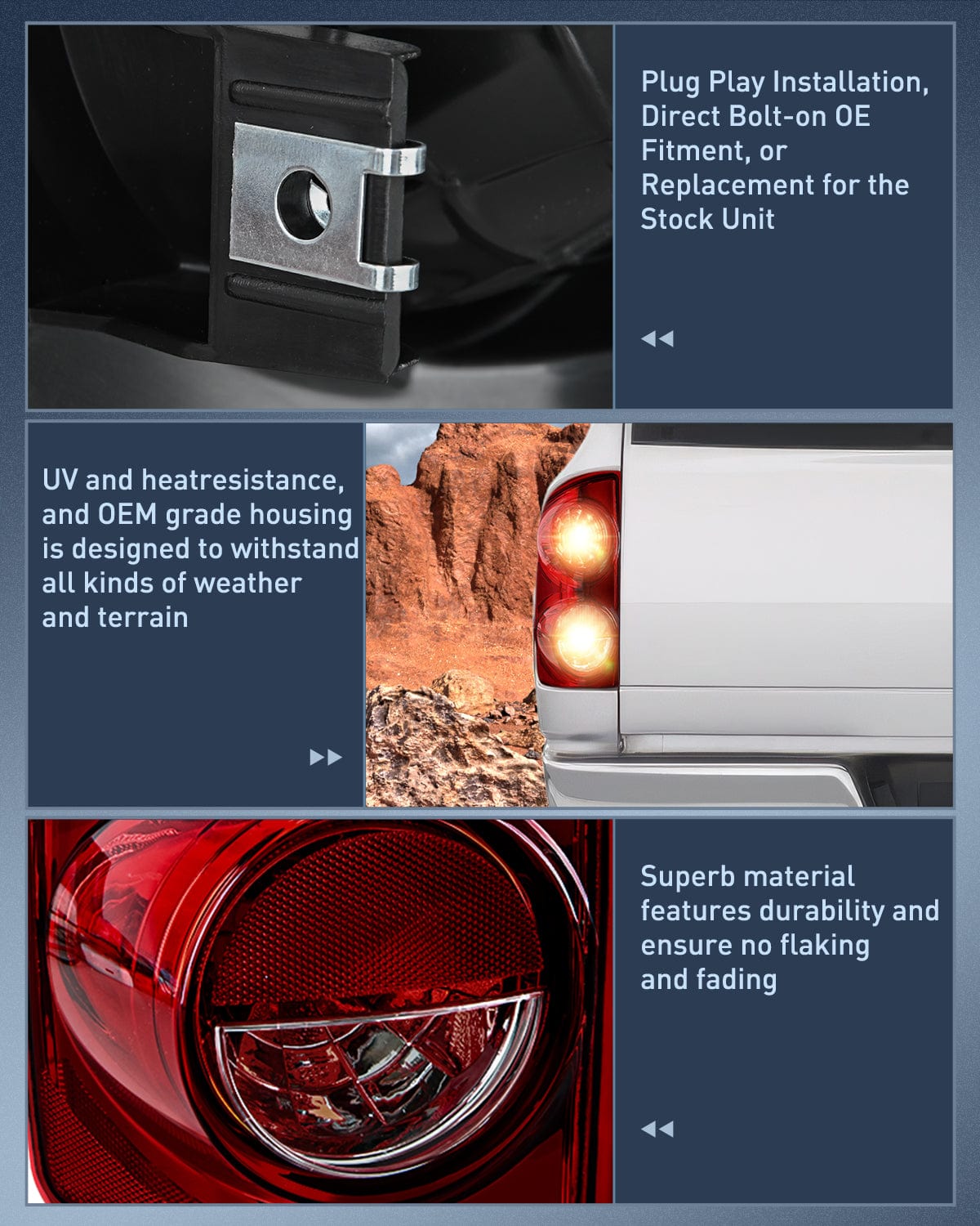 Taillight Assembly Taillight Assembly Compatible with 2007 2008 Dodge Ram 1500 2007 2008 2009 Dodge Ram 2500 3500 Rear Lamp Replacement OE Style Passenger Side Dark Red Lens