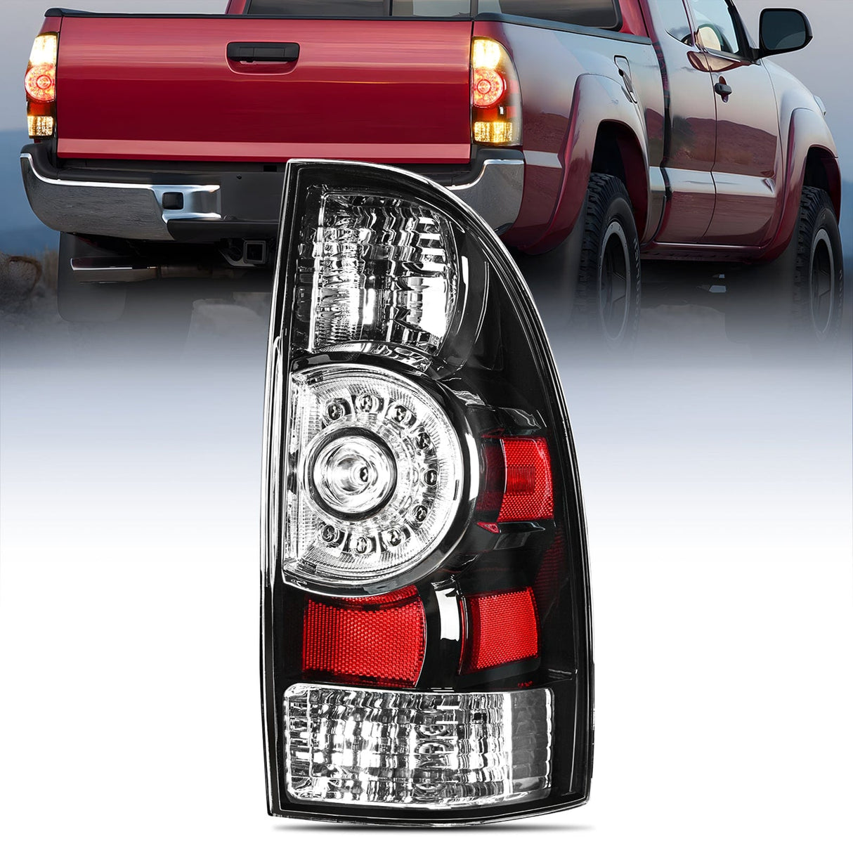 Taillight Assembly Taillight Assembly Compatible with Toyota Tacoma 2005 2006 2007 2008 2009 2010 2011 2012 2013 2014 2015 Rear Lamp Replacement Black Housing LED Lens Passenger Side