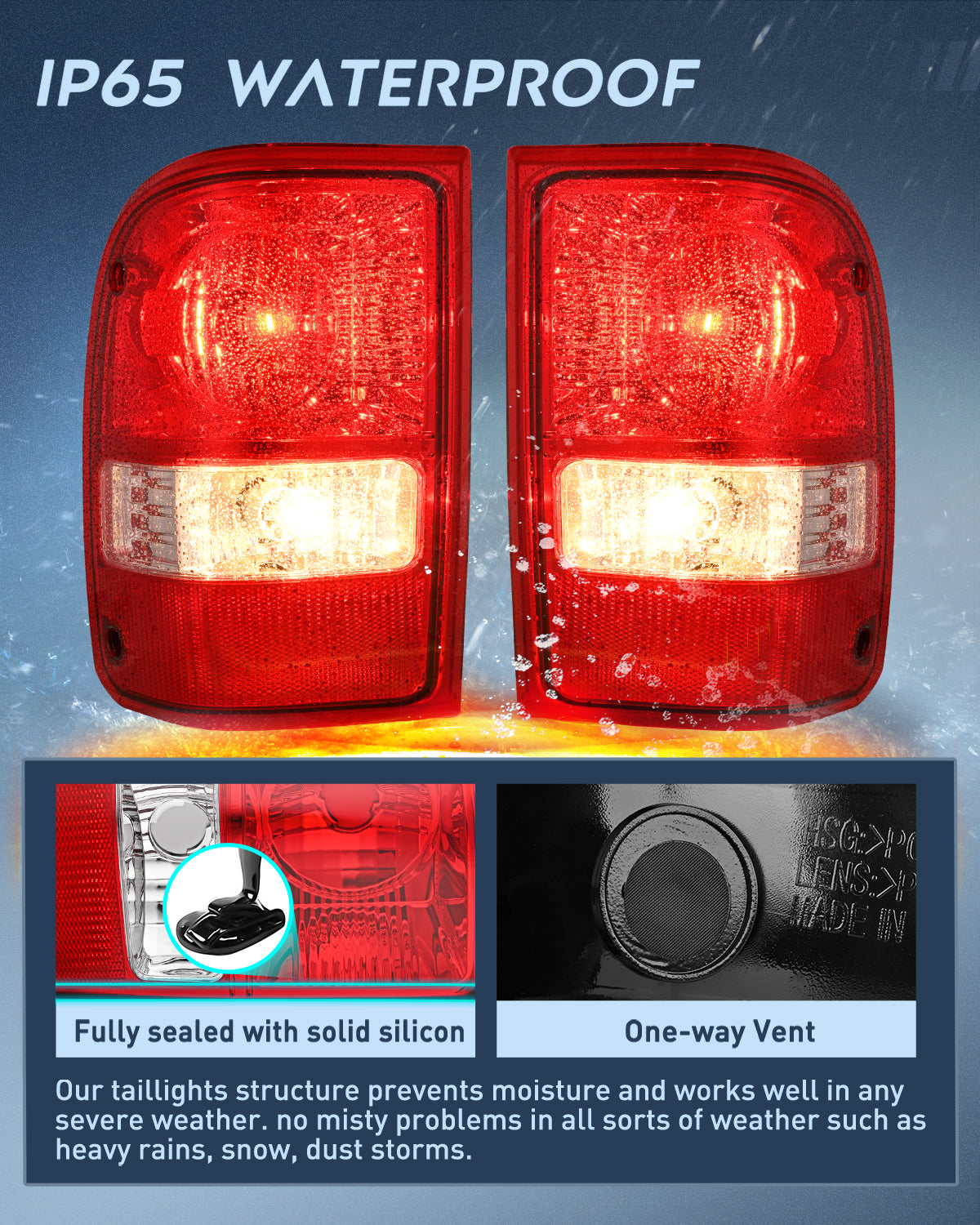 Taillight Assembly Taillight Assembly Compatible with 2001 2002 2003 2004 2005 2006 2007 2008 2009 2010 2011 Ford Ranger without STX Model Rear Lamp OE Style Driver and Passenger Side Red Lens
