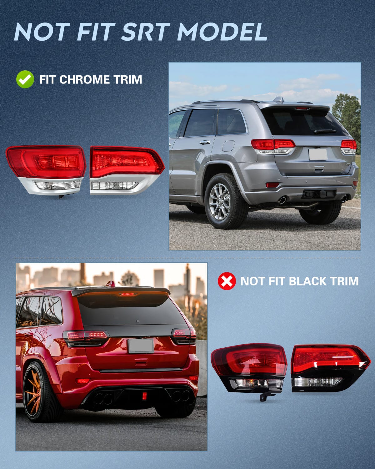 Taillight Assembly Taillight Assembly Compatible with 2014 2015 2016 2017 2018 2019 2020 Jeep Grand Cherokee Laredo/Limited/Overland/Summit Tail Lights Driver and Passenger Side w/Bulbs 4 PCS