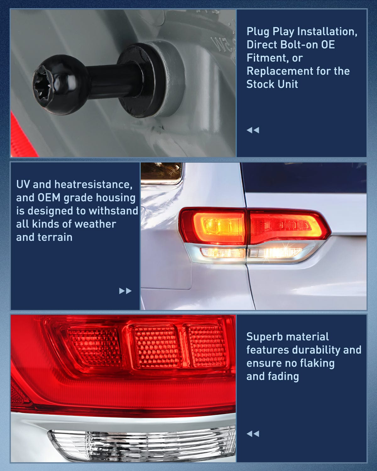 Taillight Assembly Taillight Assembly Compatible with 2014 2015 2016 2017 2018 2019 2020 Jeep Grand Cherokee Laredo/Limited/Overland/Summit Tail Lights Driver and Passenger Side w/Bulbs 4 PCS