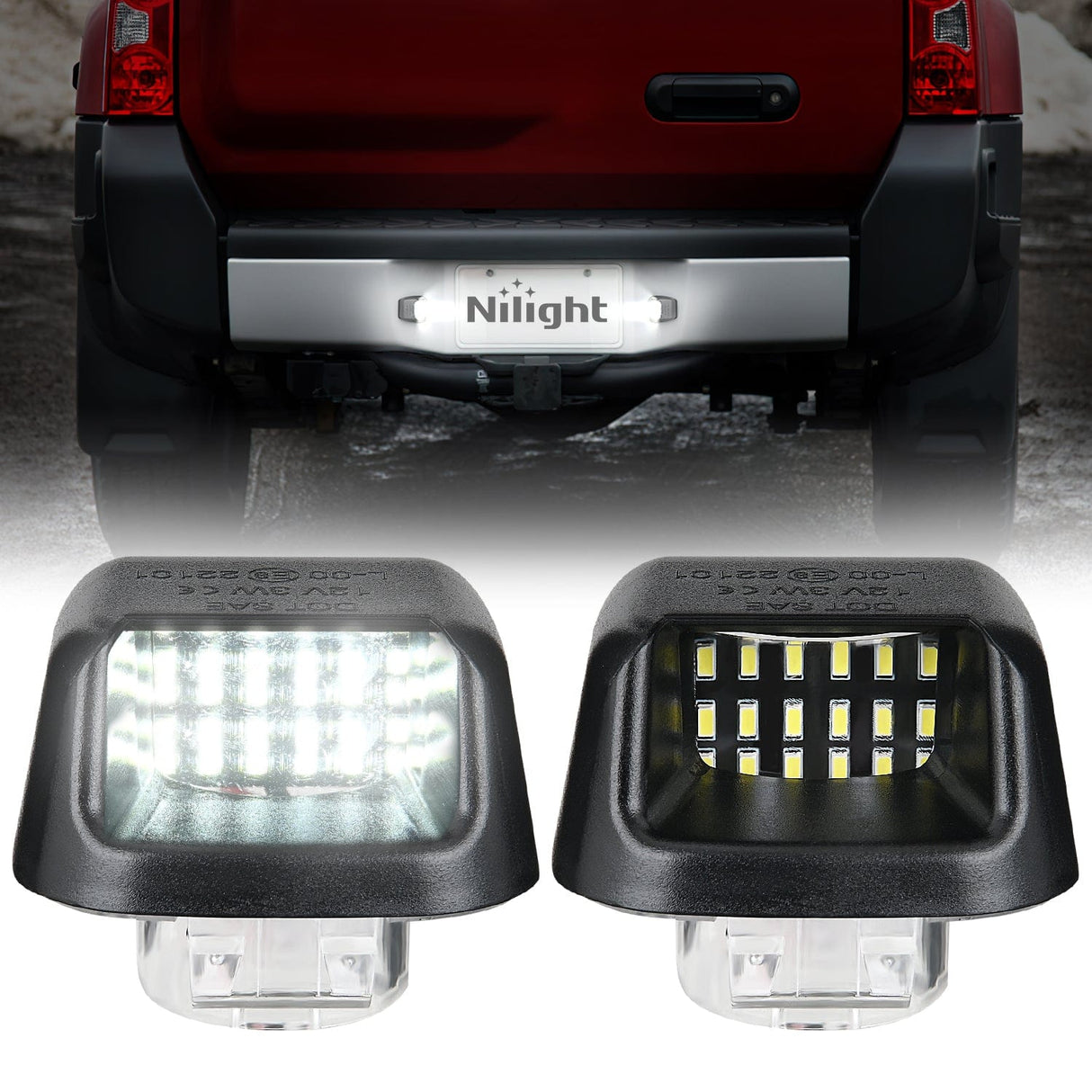 Tail Brake Turn Reverse Lights License Plate Light Compatible with 2007 2008 2009 2010 2011 2012 2013 2014 2015 2016 2017 2018 2019 2020 2021 Nissan Frontier Navara D40 2007-2015 Titan Armada Xterra Black Housing