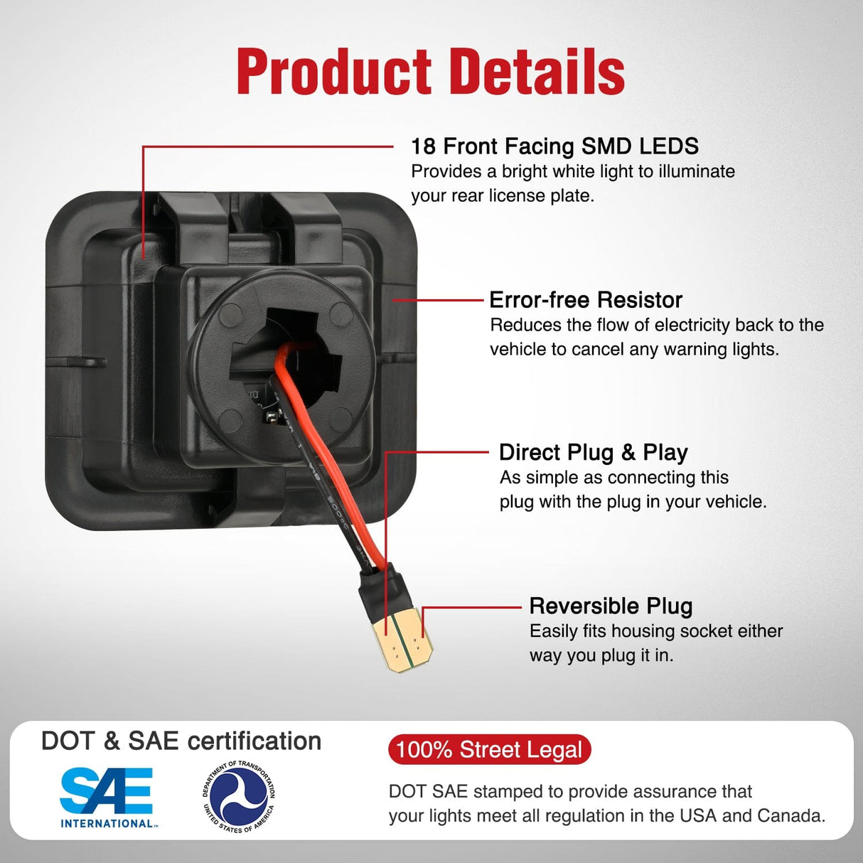 Tail Brake Turn Reverse Lights License Plate Lights Compatible with 2015 2016 2017 2018 2019 2020 F150 Raptor Smoke Lens Black Housing 6000K White 2PCS Pack