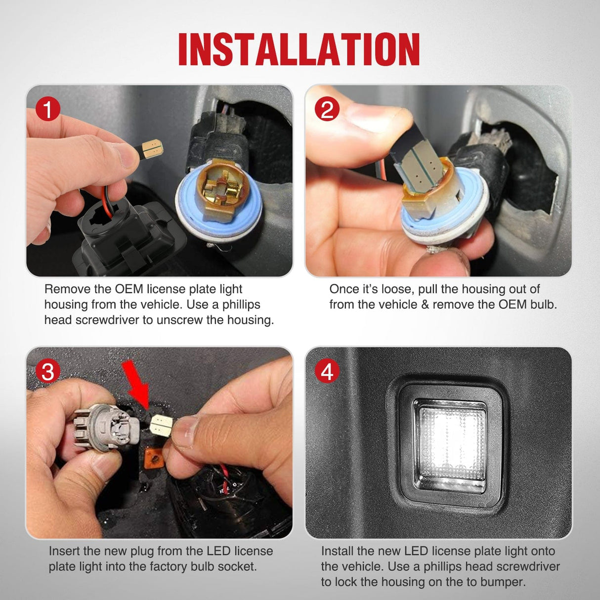 Tail Brake Turn Reverse Lights License Plate Lights Compatible with 2015 2016 2017 2018 2019 2020 F150 Raptor Smoke Lens Black Housing 6000K White 2PCS Pack