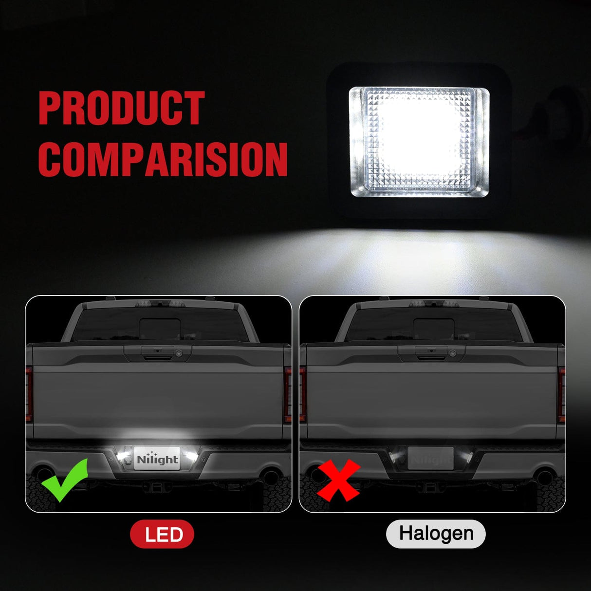 Tail Brake Turn Reverse Lights License Plate Lights Compatible with 2015 2016 2017 2018 2019 2020 F150 Raptor Clear Lens Black housing 6000K White 2PCS Pack