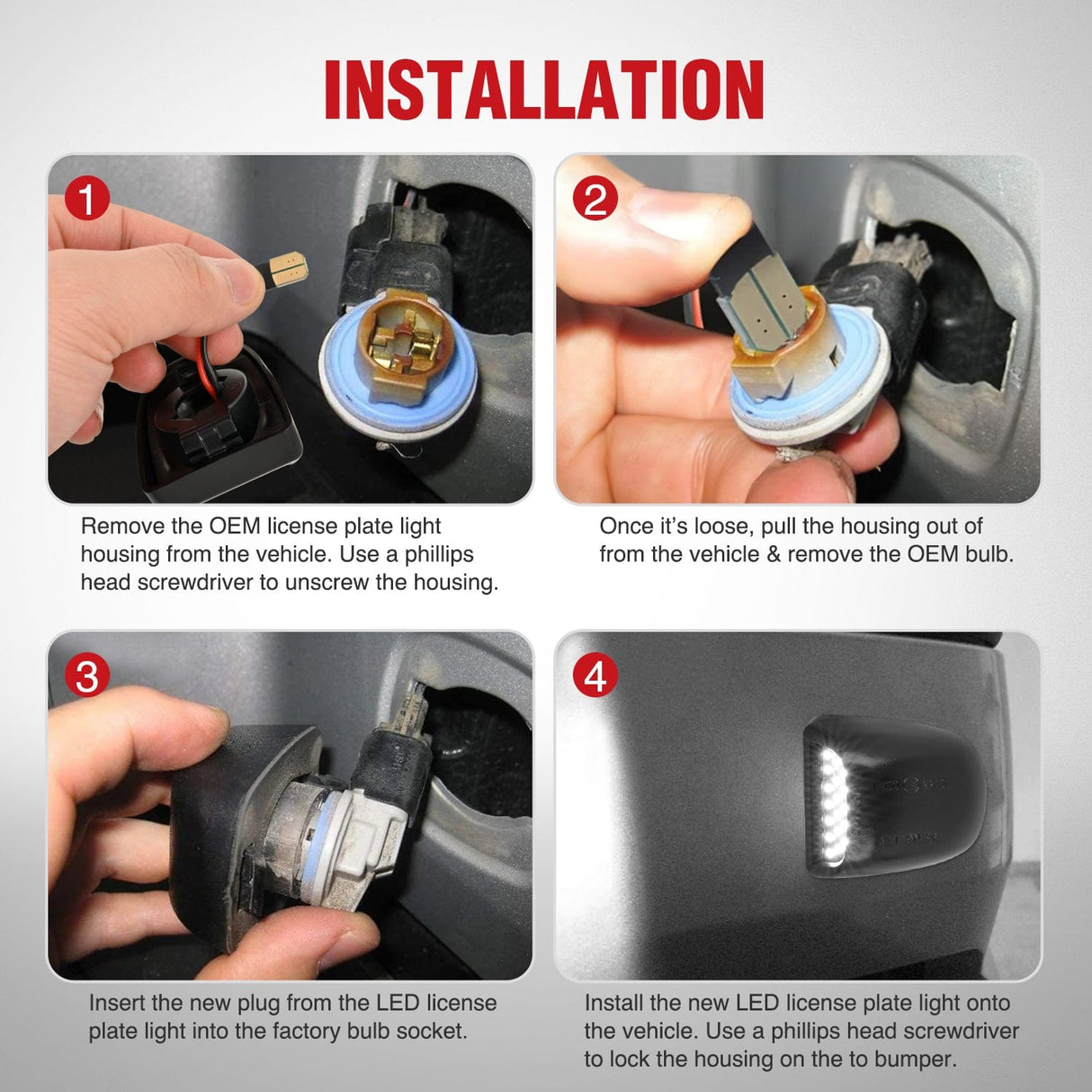 Tail Brake Turn Reverse Lights License Plate Lights Compatible with 1999-2001 2002 2003 2004 2005 2006 2007 2008 2009 2010 2011 2012 2013 Chevy Silverado 1500 2500 3500 GMC Sierra Black housing 6000K White 2PCS Pack