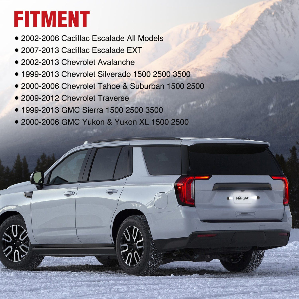 Tail Brake Turn Reverse Lights License Plate Lights Compatible with 1999-2001 2002 2003 2004 2005 2006 2007 2008 2009 2010 2011 2012 2013 Chevy Silverado 1500 2500 3500 GMC Sierra Black housing 6000K White 2PCS Pack