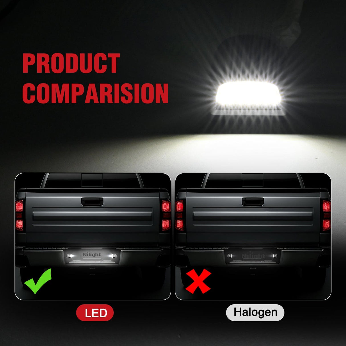 Tail Brake Turn Reverse Lights License Plate Lights Compatible with 1999-2001 2002 2003 2004 2005 2006 2007 2008 2009 2010 2011 2012 2013 Chevy Silverado 1500 2500 3500 GMC Sierra Black housing 6000K White 2PCS Pack