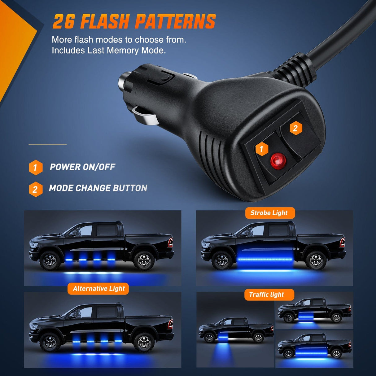 Led light Strip 2PCS 70 Inch Emergency Strobe Light Strip 1125 LED Running Board Lights Blue Flexible Side Flashing Warning Caution Safety Waterproof for Truck Construction Vehicles Pickup