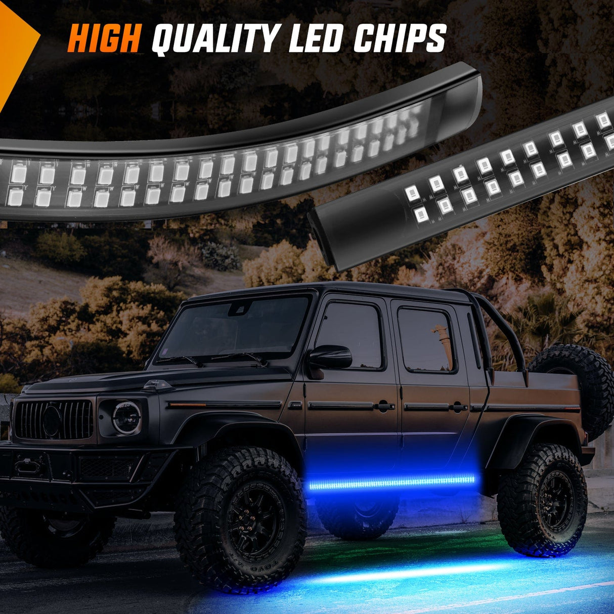 Led light Strip 2PCS 70 Inch Emergency Strobe Light Strip 1125 LED Running Board Lights Blue Flexible Side Flashing Warning Caution Safety Waterproof for Truck Construction Vehicles Pickup